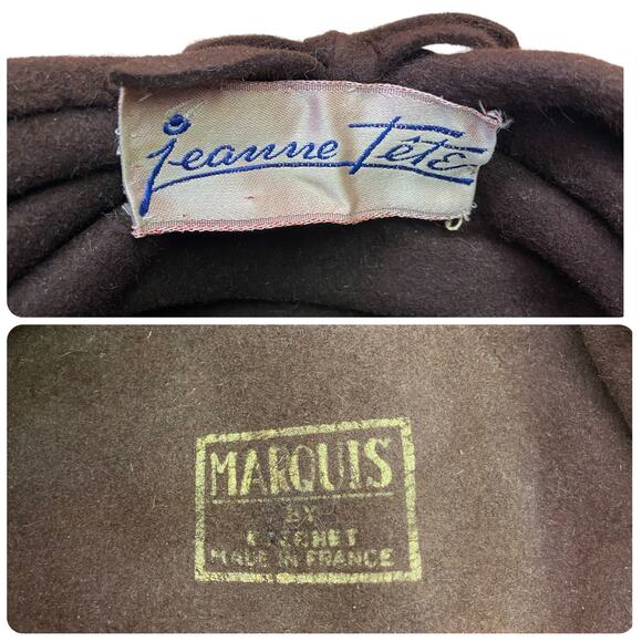 1940s Jeanne Tete Brown Wool Felt Perch Hat – Sculptural Tilt Style main image 4